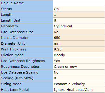 Figure 69. Pipe Input Data